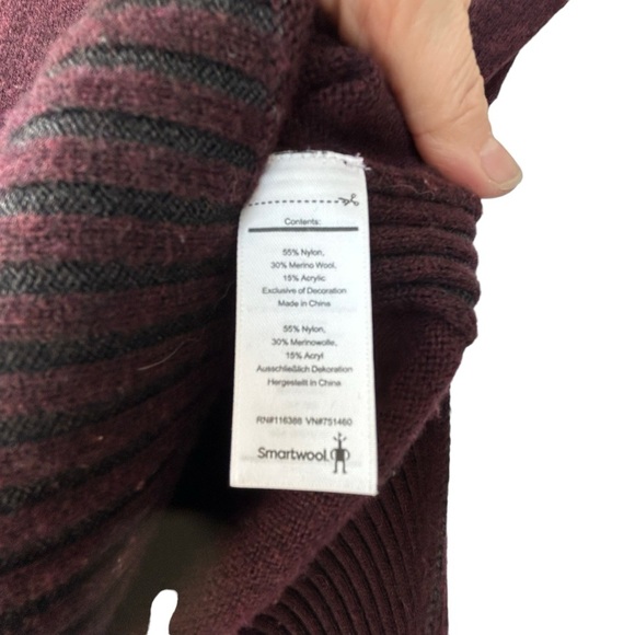 SMARTWOOL Ripple Creek Tunic Sweater in Fig Heather Wine Red & Charcoal Size XS - Picture 8 of 8